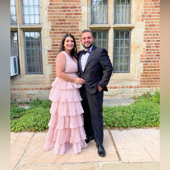 Ireena for Mac Duggal PINK ruffle layer evening gown - Picture 4 of 4